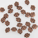 25 Copper Tone Metal DAISY FLOWER Spacer Beads 9x7mm bme0602