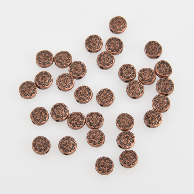 25 Copper Tone Metal DAISY FLOWER Spacer Beads 7mm bme0605