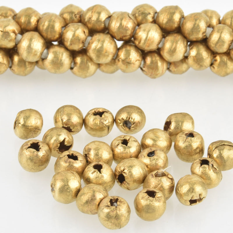 7mm African Brass Beads, Round, x10 beads, bme0612