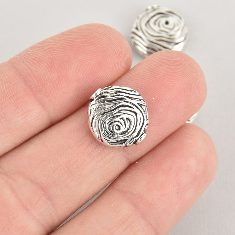 6 Silver Swirl Beads, Metal Spacer Beads 15mm x 13mm, bme0624