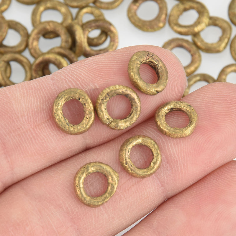13mm African Brass Beads, Rondelle, x6, bme0630
