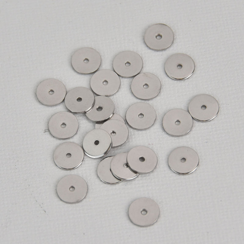 8mm STAINLESS STEEL Metal Rondelle Spacer Beads, 25 beads, bme0642