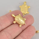 5 Gold Turtle Beads, Matte Gold Metal, Spacer Beads, 25mm, bme0643