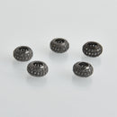 1 Black Micro Pave Rondelle Bead, Metal with CZ Cubic Zirconia Crystals, 8mm, bme0651