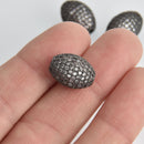 1 Black Micro Pave Oval Bead, Metal with CZ Cubic Zirconia Crystals, 17x12mm, bme0659