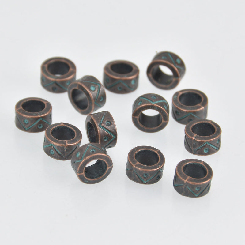 15 Copper Rondelle Metal Beads Spacer Beads Blue Verdigris Patina 9mm bme0660