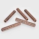 5 Copper Tube Beads, Hammered Metal Charms, 1.5" long, bme0664