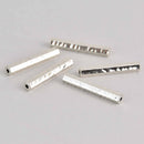 5 Silver Tube Beads, Hammered Metal Charms, 1.5" long, bme0665