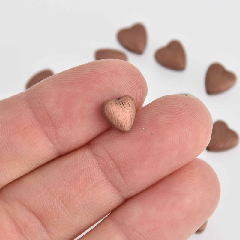 20 Copper Heart Beads, 8mm, bme0670