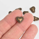 20 Bronze Puffed Heart Beads, 12mm, bme0672