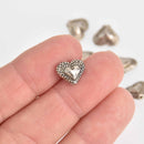 20 Silver Puffed Heart Beads, 12mm, bme0674