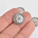 6 Silver Puffed Saucer Disc Beads, 17mm, bme0675