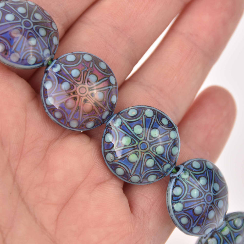 22mm Mood Beads, Puffed Coin, Star Gazer, x4 beads, bme0688