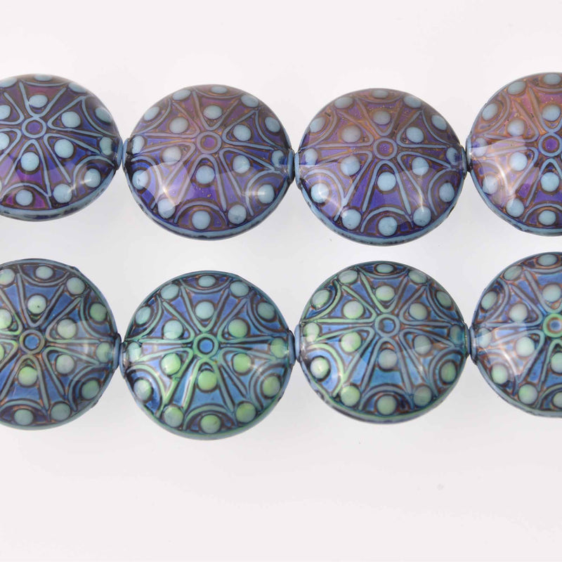 22mm Mood Beads, Puffed Coin, Star Gazer, x4 beads, bme0688