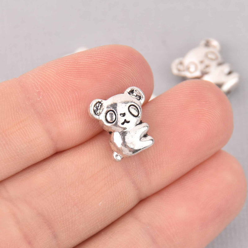 10 Silver Koala Bear Spacer Beads, 13mm, bme0723