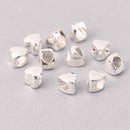 25 Silver Heart Spacer Beads, Silver Plate Metal, Large Hole, 8mm bme0726