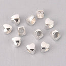 25 Silver Heart Spacer Beads, Silver Plate Metal, Large Hole, 8mm bme0726