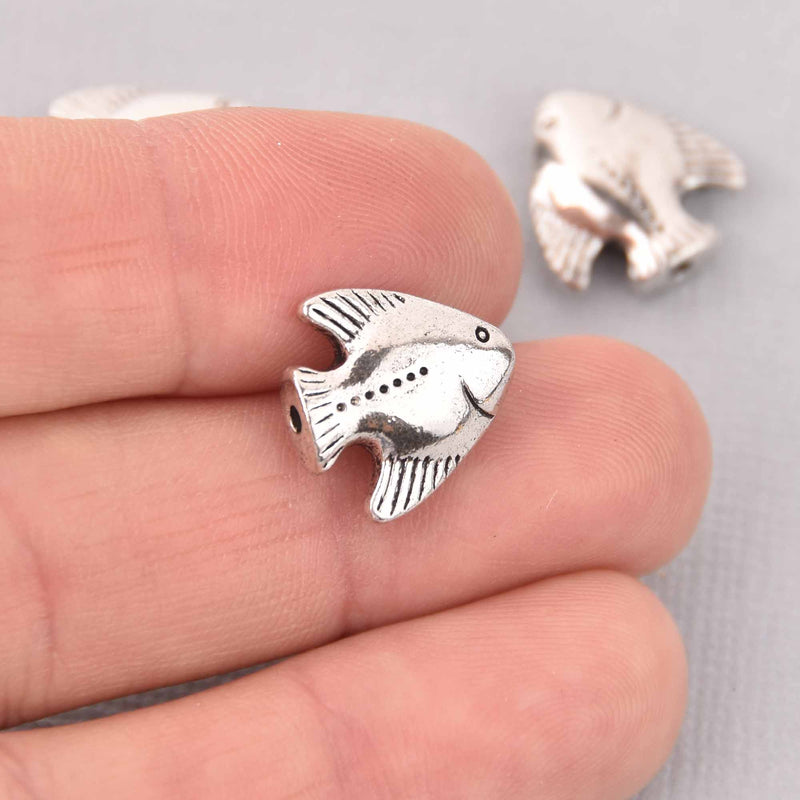 10 Silver Fish Spacer Beads, 15mm, bme0727