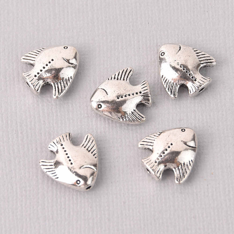 10 Silver Fish Spacer Beads, 15mm, bme0727