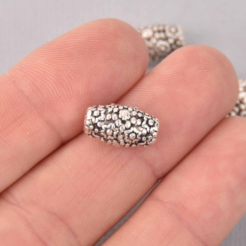 10 Silver Tube Spacer Beads, 13mm, bme0731