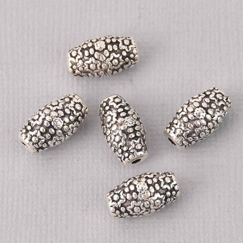 10 Silver Tube Spacer Beads, 13mm, bme0731