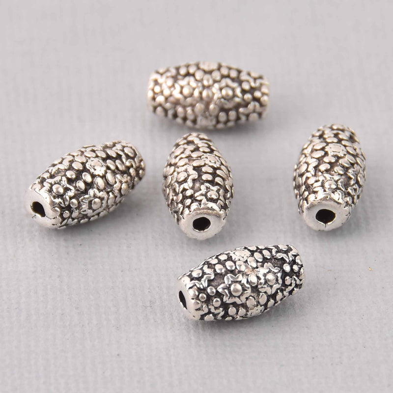 10 Silver Tube Spacer Beads, 13mm, bme0731