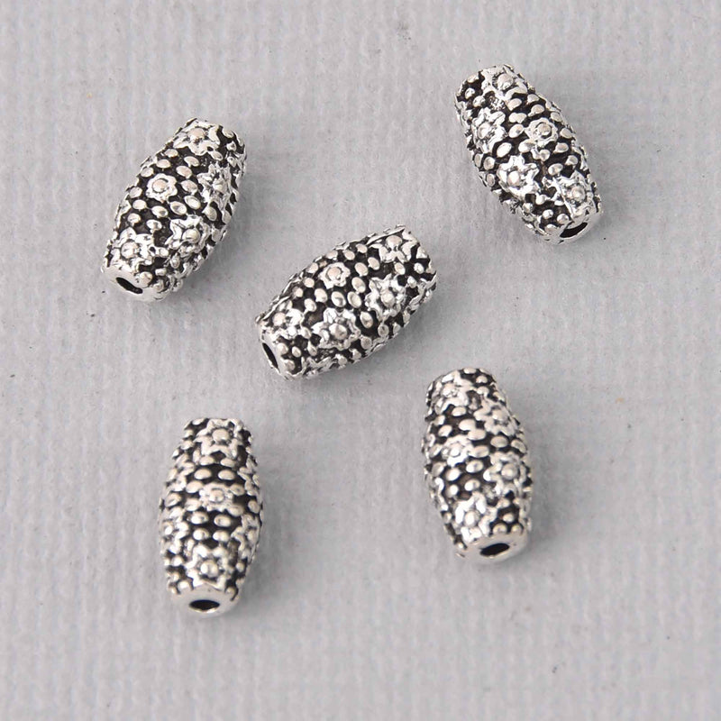 20 Silver Tube Spacer Beads, 9mm, bme0734
