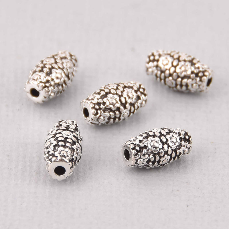 20 Silver Tube Spacer Beads, 9mm, bme0734