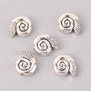 6 Silver Shell Spacer Beads, 14mm, bme0741