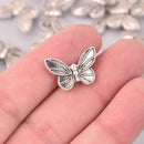 10 Silver Butterfly Spacer Beads, 20mm, bme0746