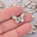10 Silver Butterfly Spacer Beads, 20mm, bme0746