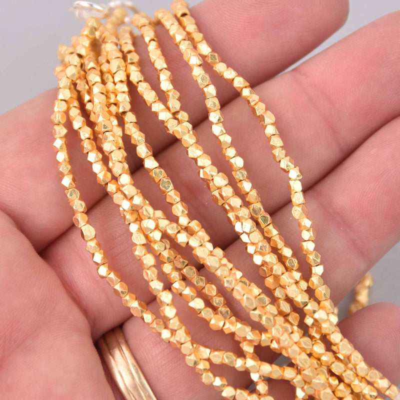 2mm Gold Spacer Beads, Faceted, gold plate over copper, bme0748