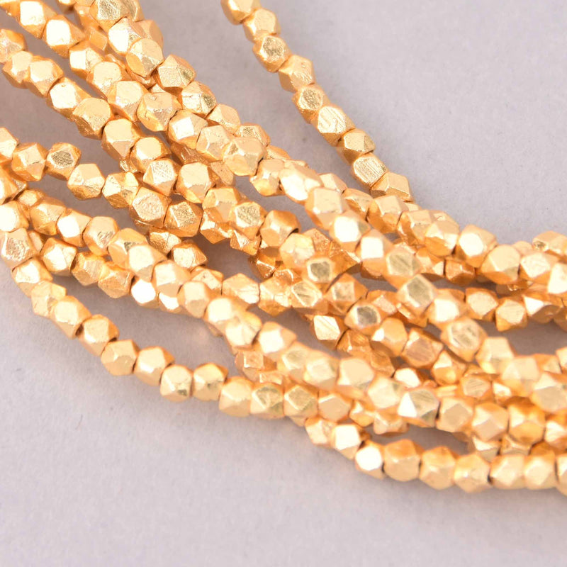 2mm Gold Spacer Beads, Faceted, gold plate over copper, bme0748