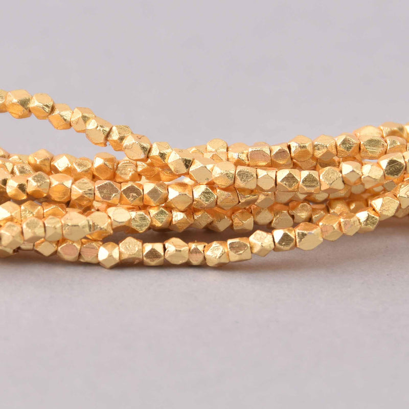2mm Gold Spacer Beads, Faceted, gold plate over copper, bme0748