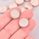 1 Rose Gold Micro Pave Coin Beads 16mm Brass with CZ Crystals, bme0753