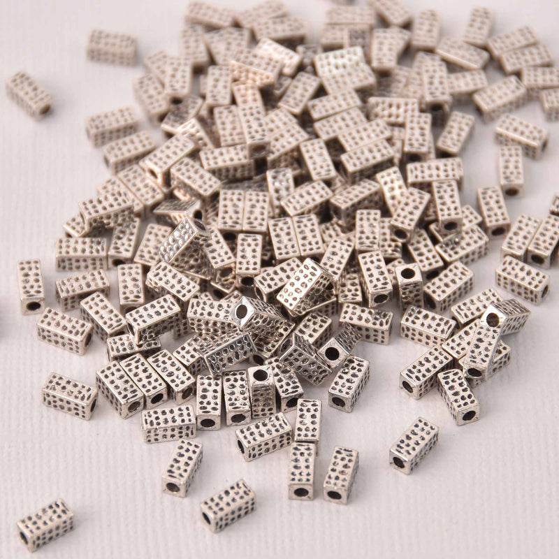 6mm Silver Rectangle Spacer Beads, 50 beads, bme0760
