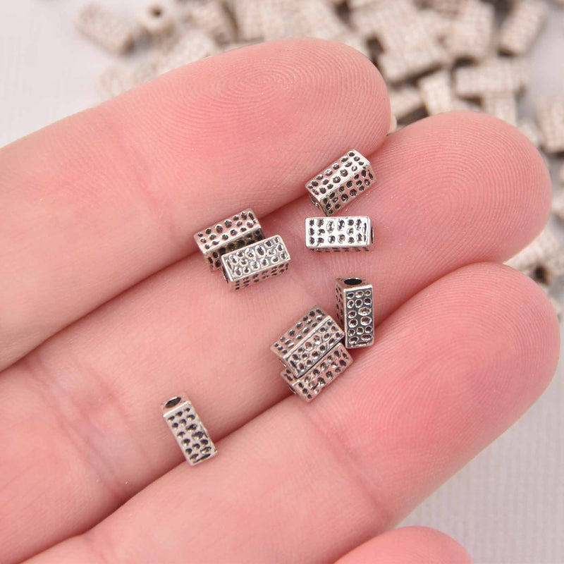 6mm Silver Rectangle Spacer Beads, 50 beads, bme0760