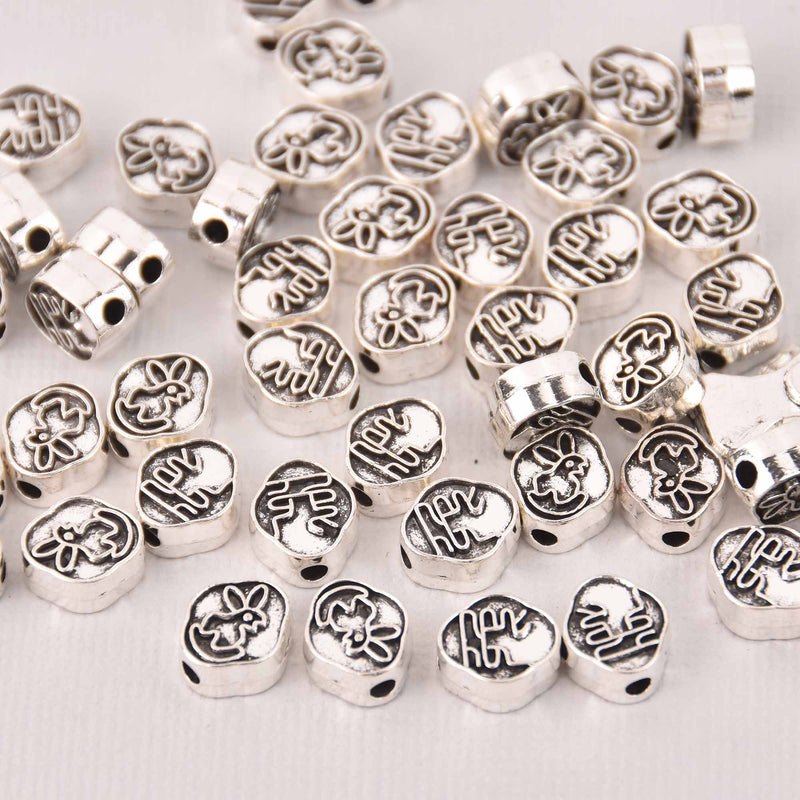 10mm Silver Rabbit Spacer Beads, 25 beads, bme0761