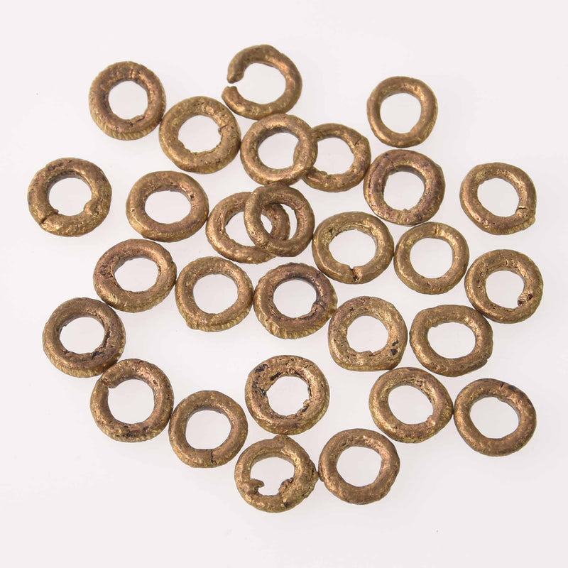 10mm African Brass Beads, Rondelle, 16 beads, bme0762