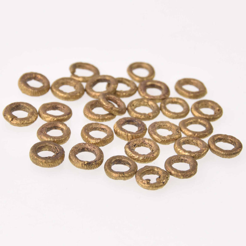 10mm African Brass Beads, Rondelle, 16 beads, bme0762