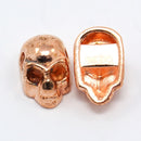 10 Metal SKULL Beads, flat back, side drilled, 11mm