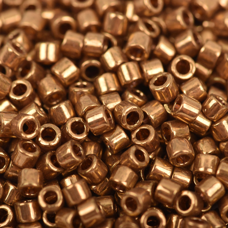 Size 10/0 Miyuki Delica Seed Beads, Metallic Light Bronze, 7 Grams, Color DBM0022L, bsd0020