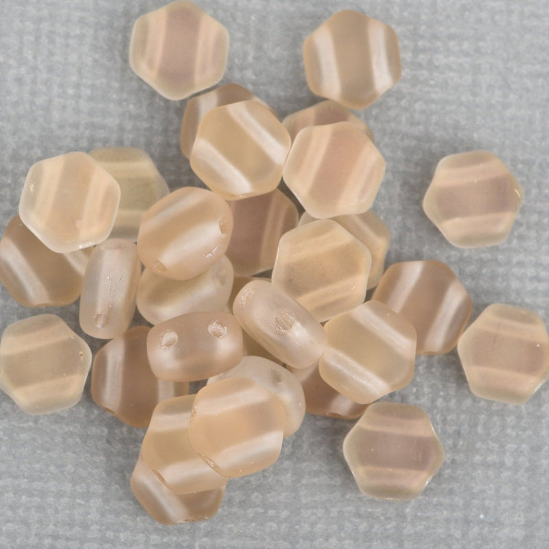 30 Honeycomb Beads, 6mm, MATTE CLARIT, Tan Czech Glass Beads, bsd0095