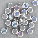 30 Honeycomb Beads, 6mm, CRYSTAL SILVER RAINBOW, Ab Metallic Czech Glass Beads, bsd0096