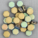 30 Honeycomb Beads, 6mm GLITTERY MATTE AMBER Czech Glass Beads, bsd0097