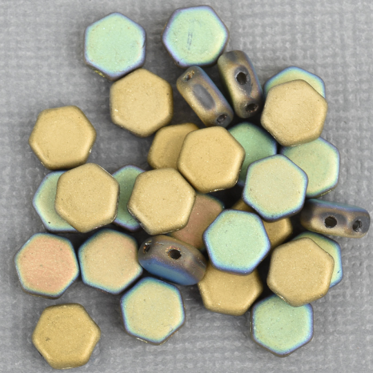 30 Honeycomb Beads, 6mm GLITTERY MATTE AMBER Czech Glass Beads, bsd0097