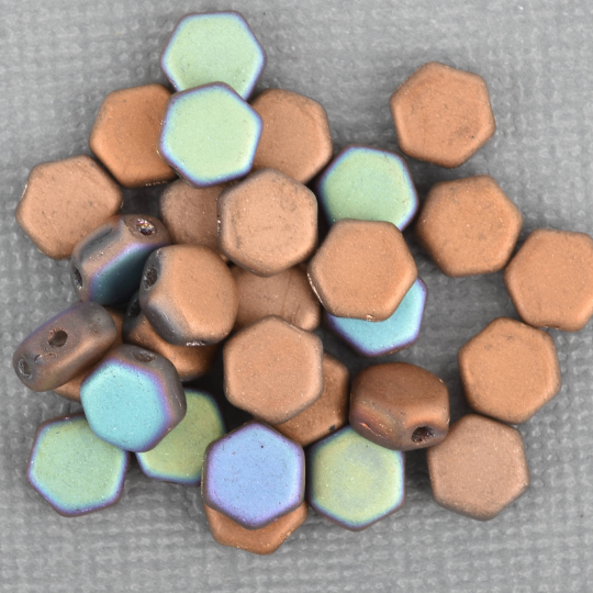 30 Honeycomb Beads, 6mm, GLITTERY MATTE BRONZE Matte Metallic Opaque Czech Glass Beads, bsd0112