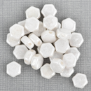 30 Honeycomb Beads, 6mm, WHITE LUSTER, Opaque Czech Glass Beads, bsd0119