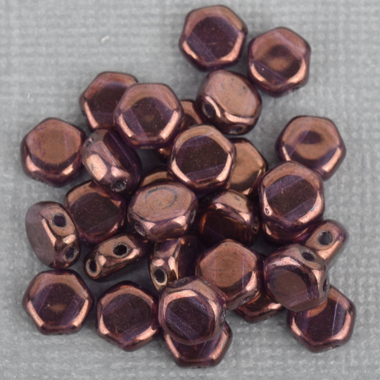 30 Honeycomb Beads, 6mm, TANZANITE VEGA, Plum Purple Opaque Czech Glass Beads, bsd0121