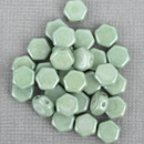 30 Honeycomb Beads, 6mm, CHALK GREEN LUSTER, Mint Green Opaque Czech Glass Beads, bsd0126